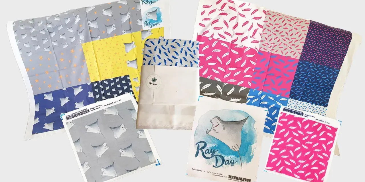Stoffdesigns mit Rochen und Federn, perfekt zum Erstellen von Stoffen.