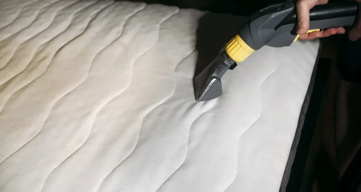 Mit einem Dampfreiniger werden hartnäckige flecken aus matratze entfernen.