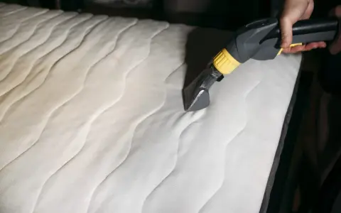 Mit einem Dampfreiniger werden hartnäckige flecken aus matratze entfernen.