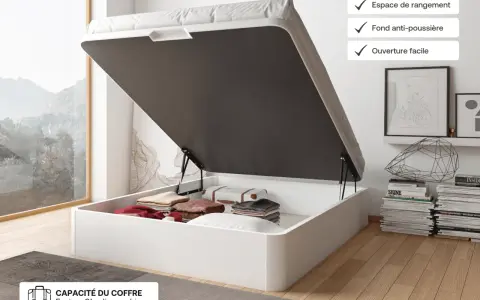 Ein Bettkasten mit viel Stauraum, ideal für Bettwäsche oder Kleidung. Er bietet Platz für ca. 21 Handgepäckkoffer.