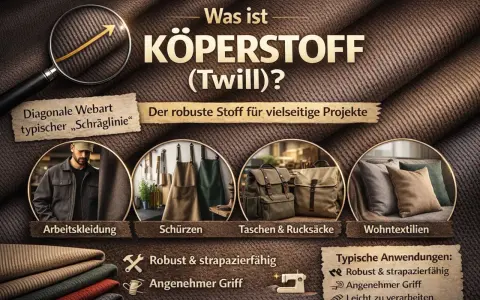 Körperstoff (Twill) mit diagonaler Webart, robust & strapazierfähig. Ideal für Arbeitskleidung, Schürzen, Taschen, Rucksäcke & Wohntextilien.