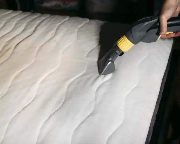 Mit einem Dampfreiniger werden hartnäckige flecken aus matratze entfernen.