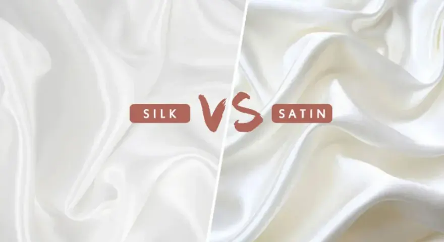 Vergleich von Seide und Satin: zwei Stoffe, die sich in Glanz und Haptik unterscheiden.