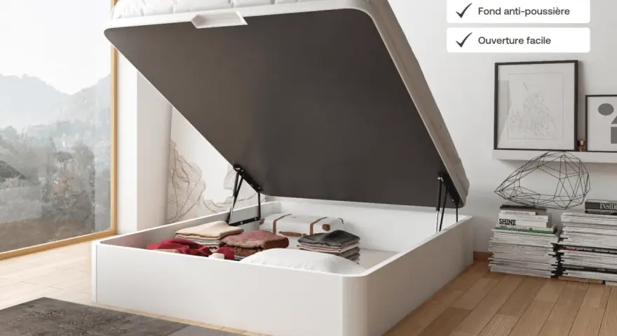 Ein Bettkasten mit viel Stauraum, ideal für Bettwäsche oder Kleidung. Er bietet Platz für ca. 21 Handgepäckkoffer.